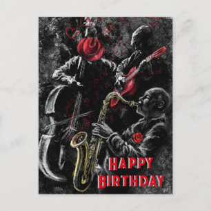 Postale Carte d'anniversaire avec Jazz Music Band