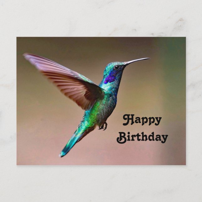 Postale Carte d'anniversaire avec photo de colibri vert fa (Devant)