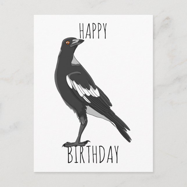 Postale Carte d'anniversaire avec pie australienne (Devant)