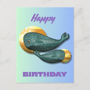 Postale Carte d'anniversaire Baleine Mignonne Océan 