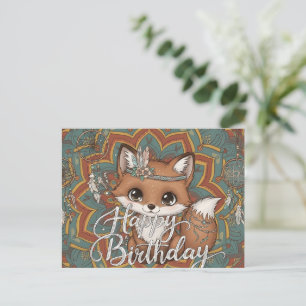 Postale Carte d'anniversaire Boho Fox