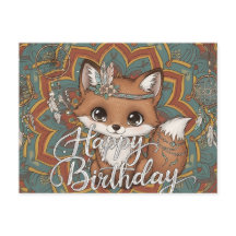 Carte d'anniversaire Boho Fox