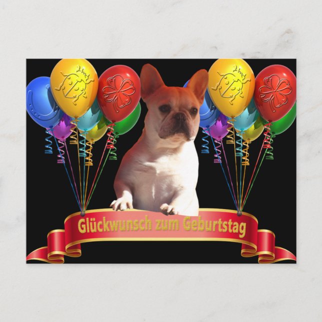 Postale Carte d'anniversaire Bouledogue français Carte pos (Devant)