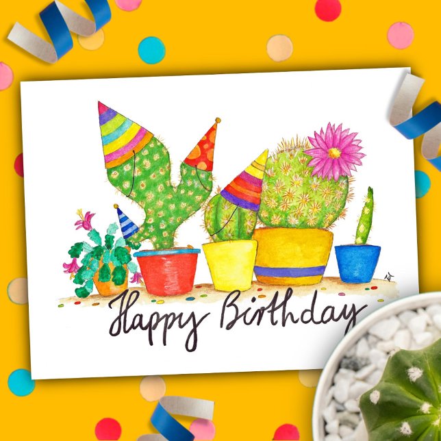 Postale Carte d'anniversaire Cactus par Nicole Janes (Créateur téléchargé)