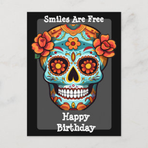 Postale Carte d'anniversaire Crâne de Sucre