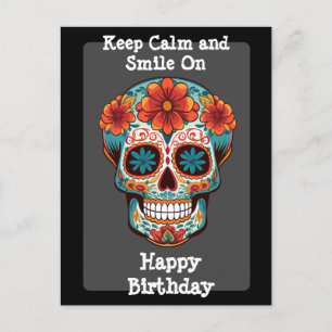 Postale Carte d'anniversaire Crâne de Sucre