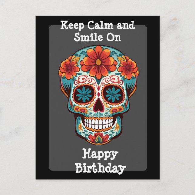 Postale Carte d'anniversaire Crâne de Sucre (Devant)