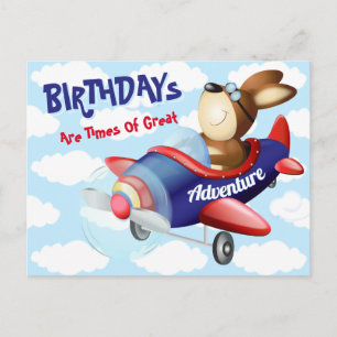 Postale Carte d'anniversaire de chien volant en avion