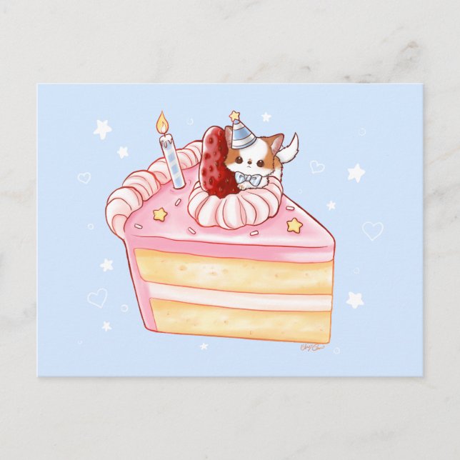 Postale Carte d'anniversaire de chiot Pomchi mignonne (Devant)