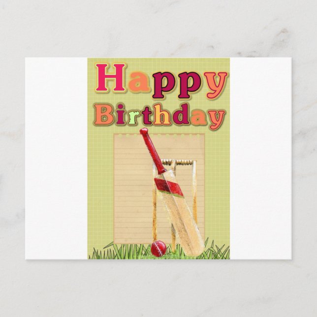 Postale Carte d'anniversaire de cricket (Devant)