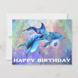 Postale Carte d'anniversaire de dauphin avec des dauphins 