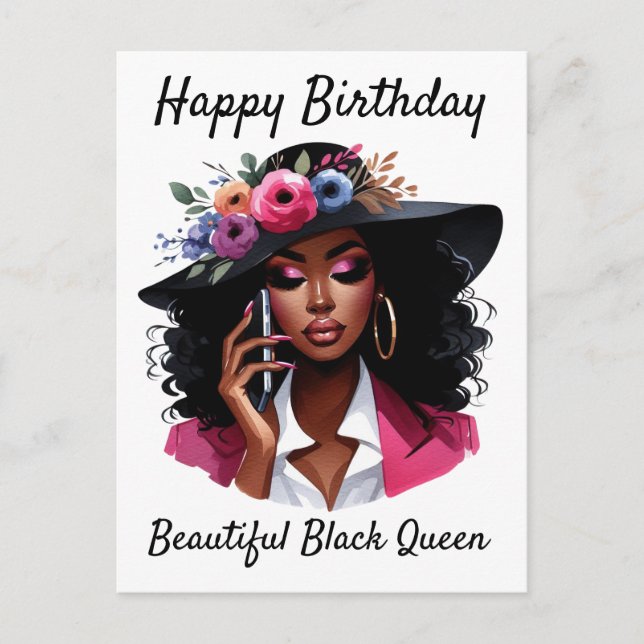 Postale Carte d'anniversaire de femme noire (Devant)