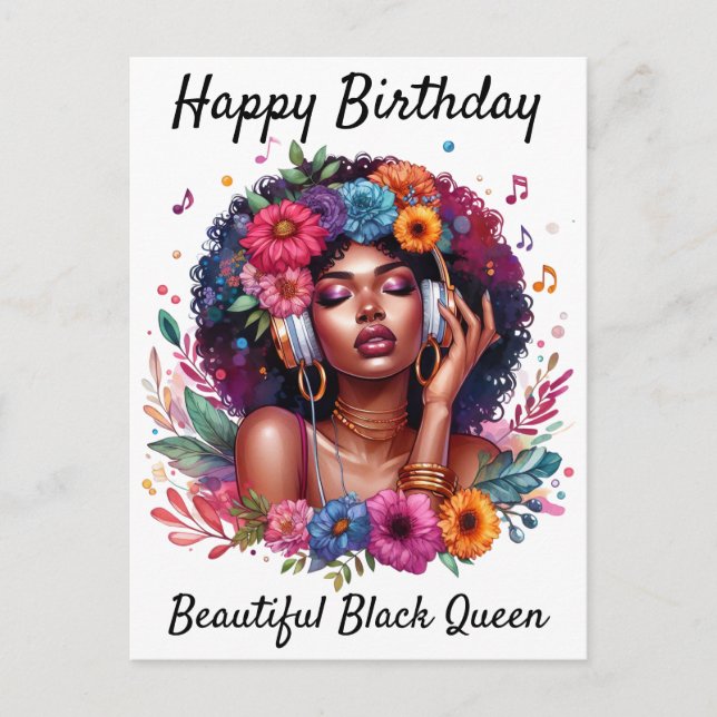 Postale Carte d'anniversaire de femme noire (Devant)