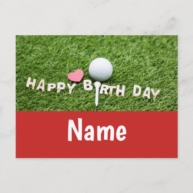 Postale Carte d'anniversaire de golf avec balle de golf et (Devant)
