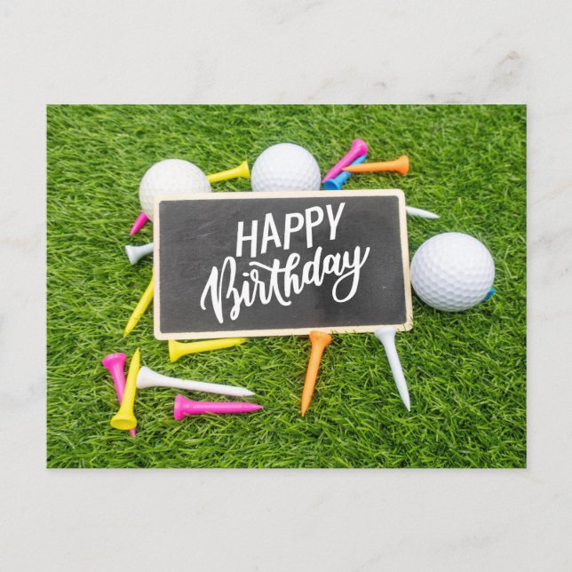 Postale Carte d'anniversaire de golf avec balle de golf et (Devant)