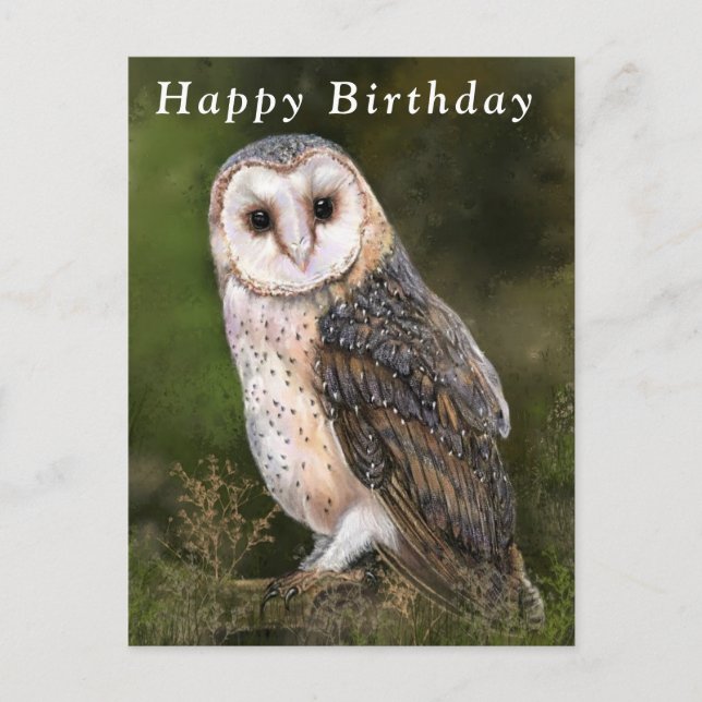 Postale Carte d'anniversaire de hibou (Devant)