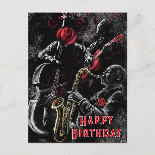 Postale Carte d'anniversaire de la musique jazz (Devant)