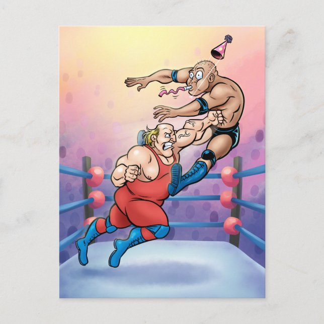 Postale Carte d'anniversaire de lutte professionnelle (Devant)