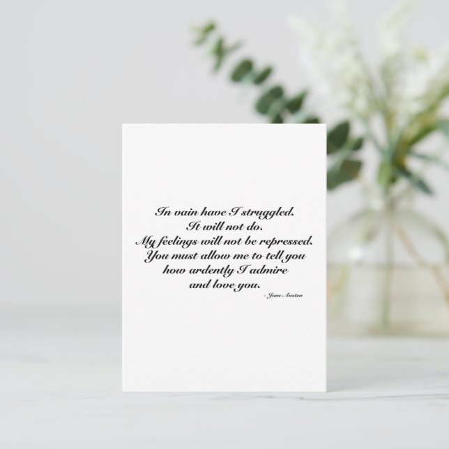 Postale Carte d'anniversaire de mariage, citation romantiq (Debout devant)
