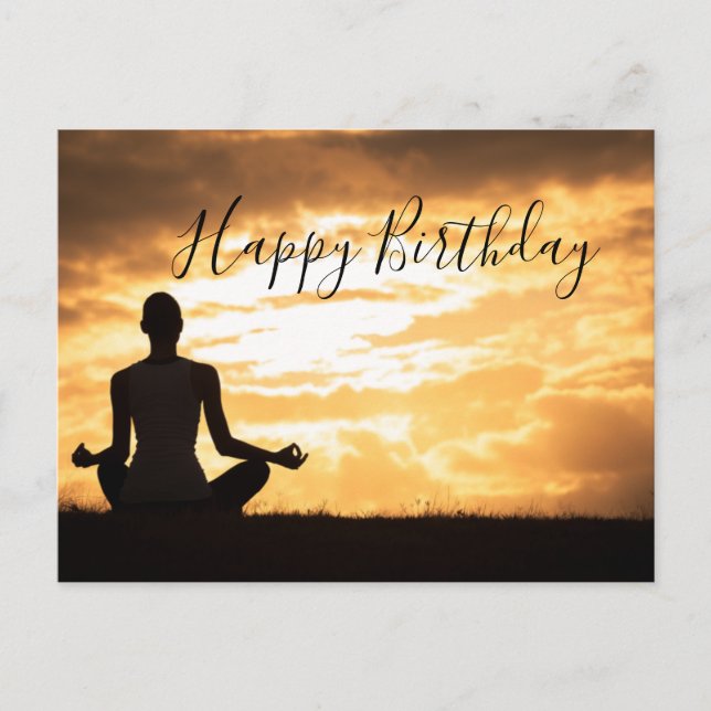 Postale Carte d'anniversaire de méditation Yoga silhouette (Devant)