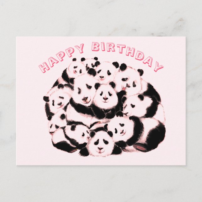 Postale Carte d'anniversaire de pandas (Devant)