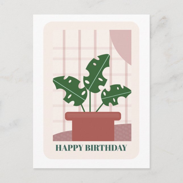 Postale Carte d'anniversaire de plante de feuille de Monst (Devant)