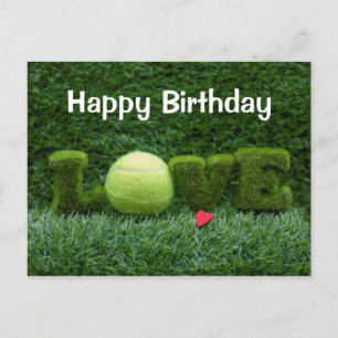 Postale Carte d'anniversaire de tennis avec LOVE sur l'her