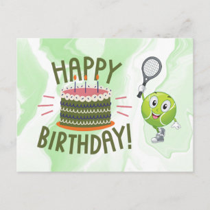 Postale Carte d'anniversaire de tennis avec raquette et ba