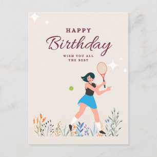 Postale Carte d'anniversaire de tennis pour femme joueuse