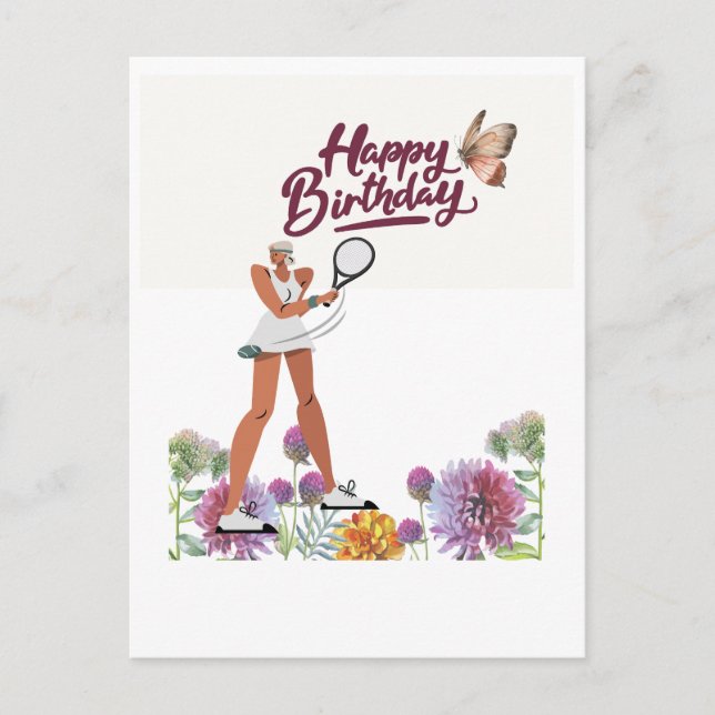 Postale Carte d'anniversaire de tennis pour femme joueuse  (Devant)