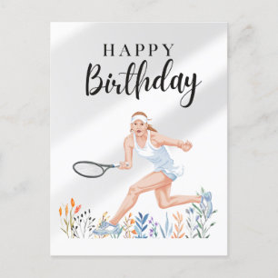 Postale Carte d'anniversaire de tennis pour joueuse