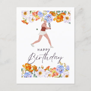 Postale Carte d'anniversaire de tennis pour joueuse
