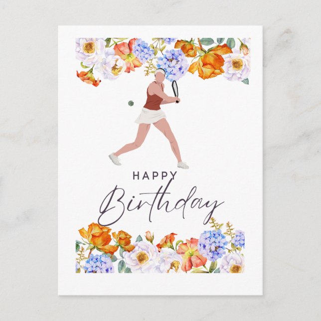 Postale Carte d'anniversaire de tennis pour joueuse (Devant)