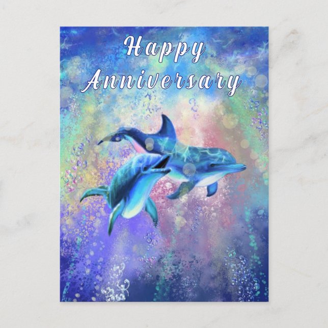 Postale Carte d'anniversaire Dolphin Couple (Devant)