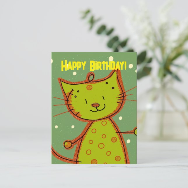 Postale Carte d'anniversaire drôle pour chats pour les amo (Debout devant)