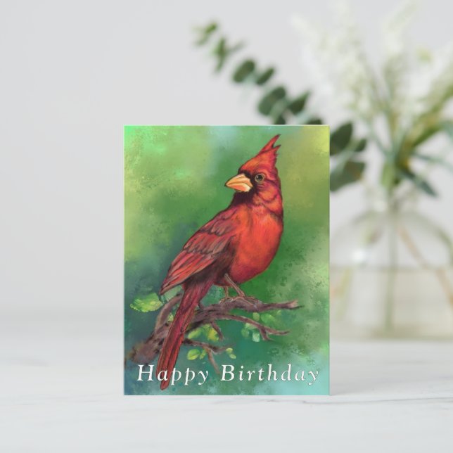 Postale Carte d'anniversaire du cardinal rouge (Debout devant)