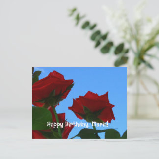 Postale Carte d'anniversaire élégante avec photo de roses