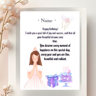 Postale Carte d'anniversaire élégante pour elle – Message