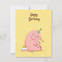 Carte d'anniversaire éléphant triste mignon – Past