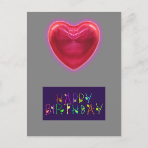 POSTALE CARTE D'ANNIVERSAIRE EN FORME DE COEUR