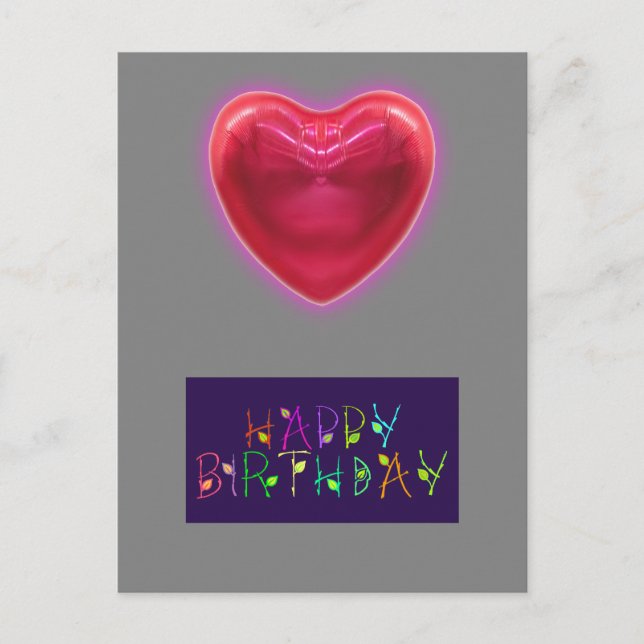 POSTALE CARTE D'ANNIVERSAIRE EN FORME DE COEUR (Devant)