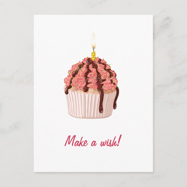 Postale Carte d'anniversaire "Fais un vœu" (Devant)