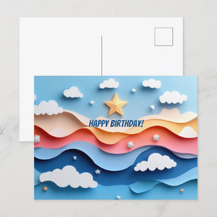 Postale Carte d'anniversaire Feux d'artifice Découpe Color