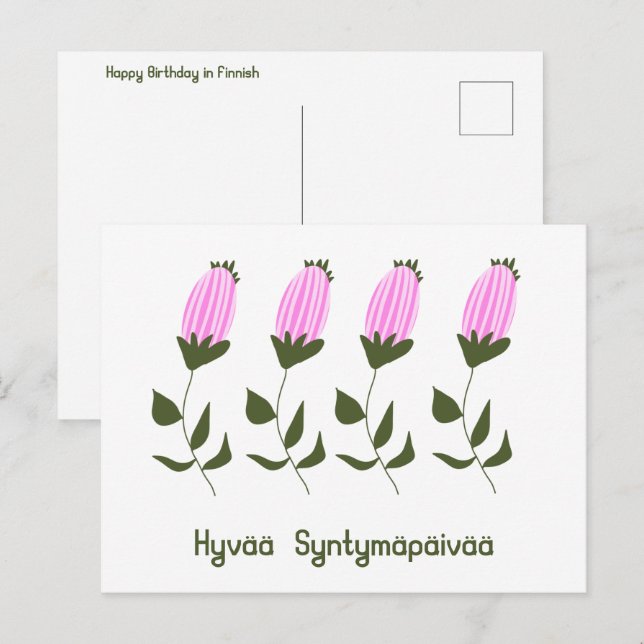 Postale Carte d'anniversaire finnoise (Devant / Derrière)