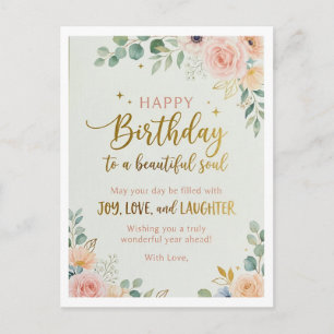 Postale Carte d'anniversaire florale élégante – Joyeux Ann