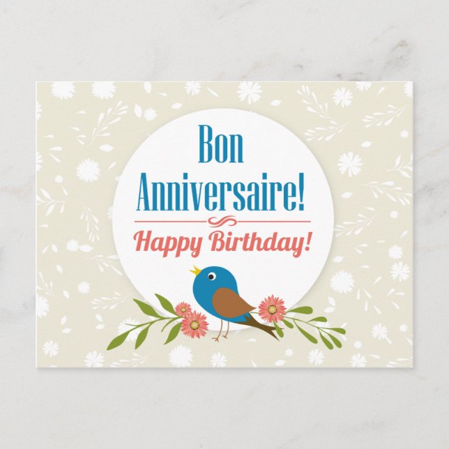 Postale Carte d'anniversaire française (Devant)