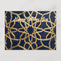 Carte d'anniversaire garçon bleu marine et or