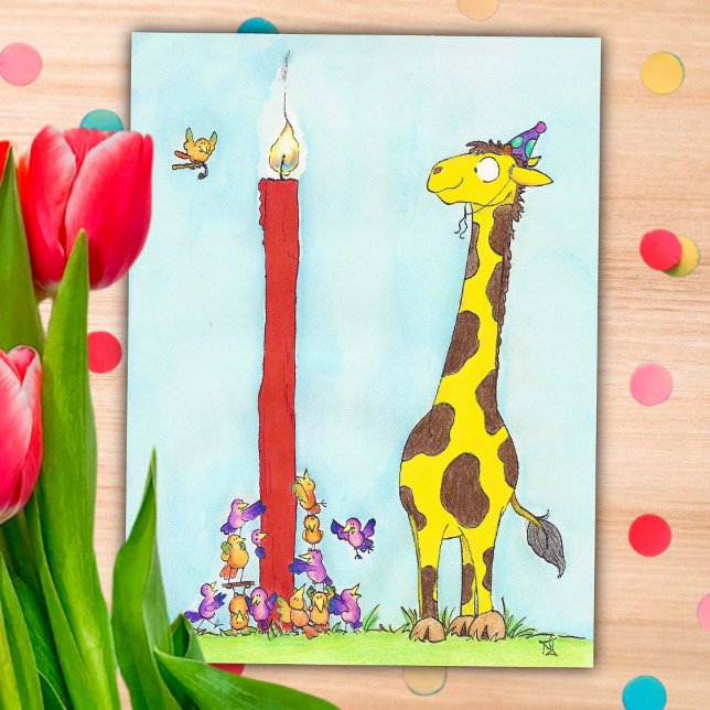 Postale Carte d'anniversaire GIRAFFE par Nicole Janes (Créateur téléchargé)