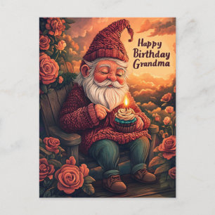 Postale Carte d'anniversaire Gnome pour grand-mère