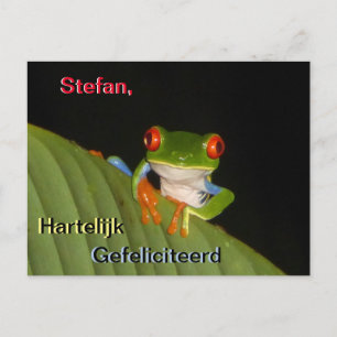 Postale Carte d'anniversaire grenouille aux yeux rouges de